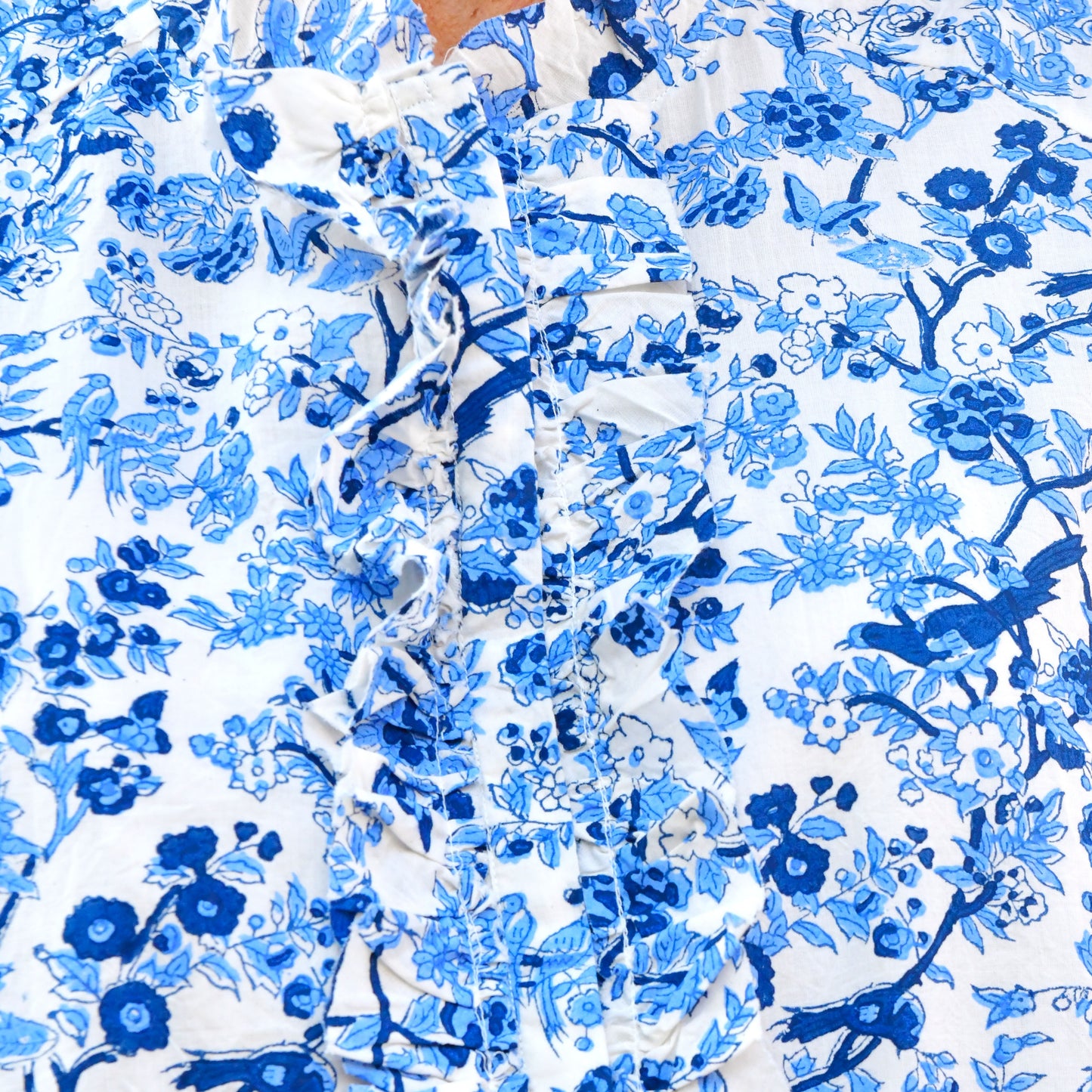 block print cotton kaftan with frill 163