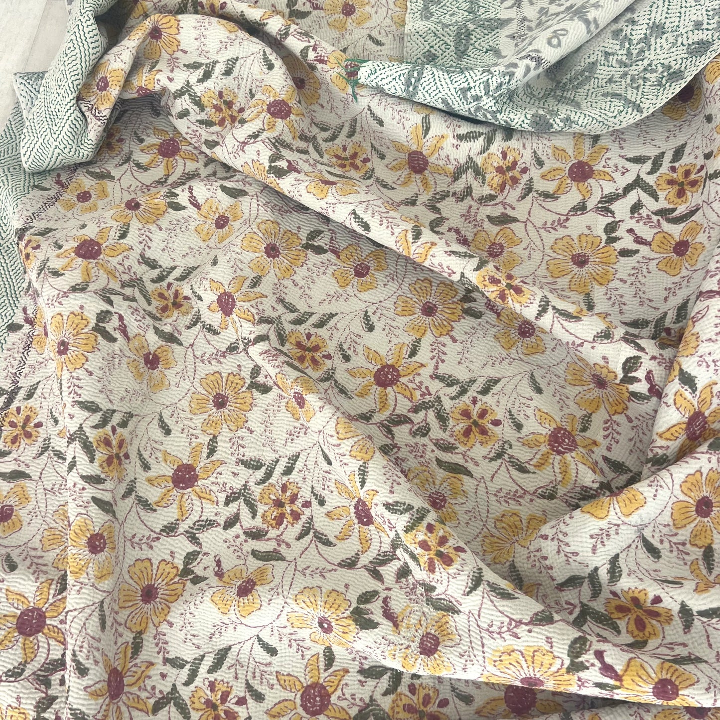 vintage printed kantha quilt