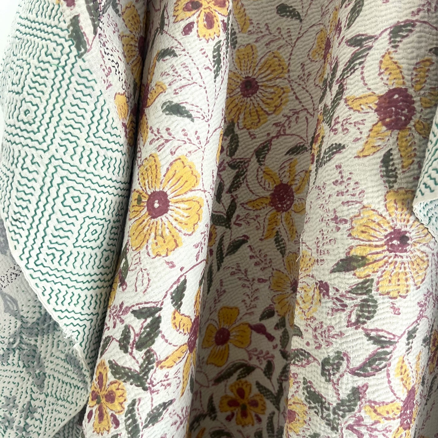 vintage printed kantha quilt