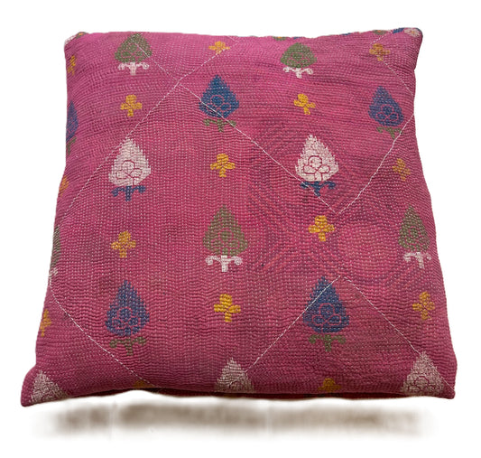 vintage kantha cushion