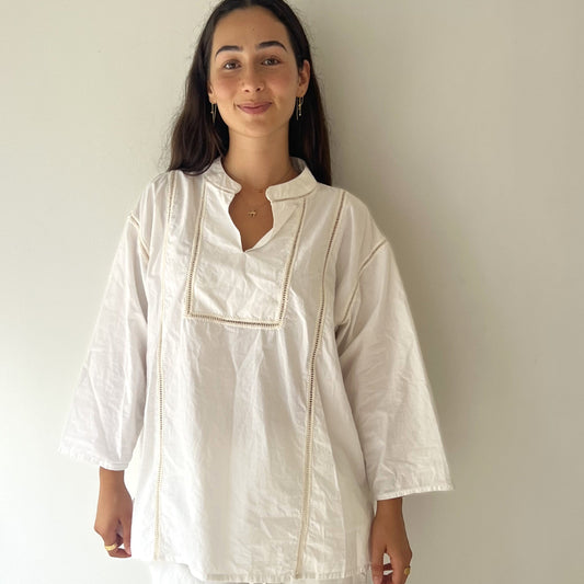 ladder lace tunic shirt white/natural