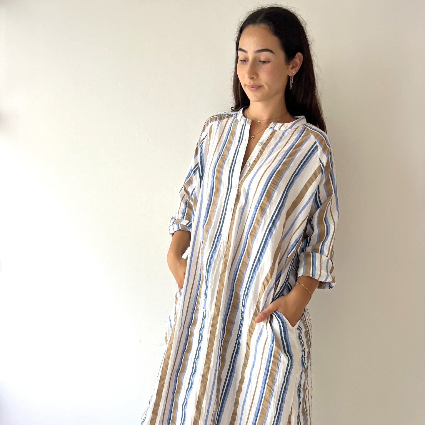 cotton seersucker a line dress 140