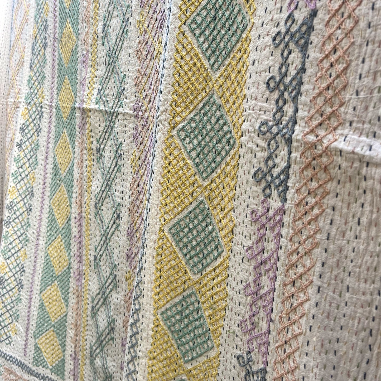 kantha quilt with embroidery