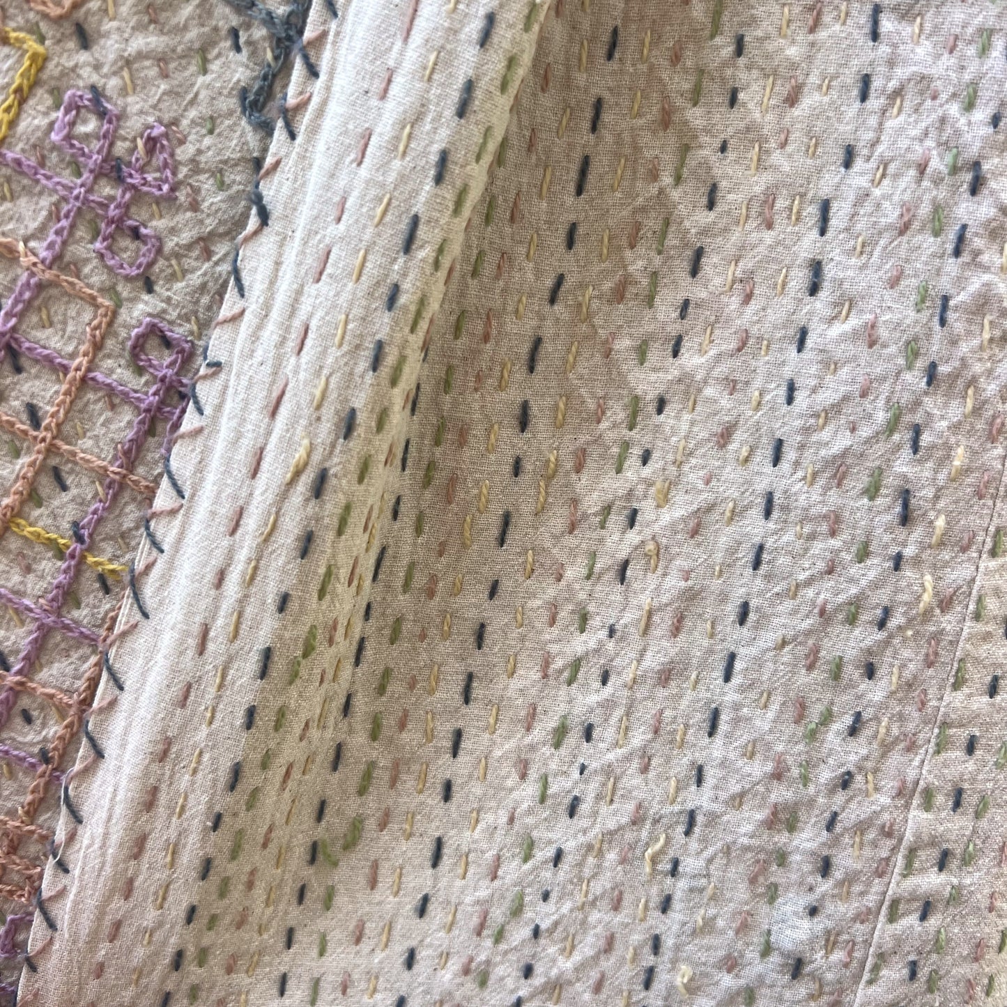 kantha quilt with embroidery