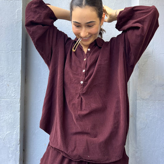 corduroy collar cotton shirt 22