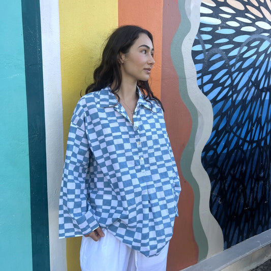 block print collar cotton shirt 20