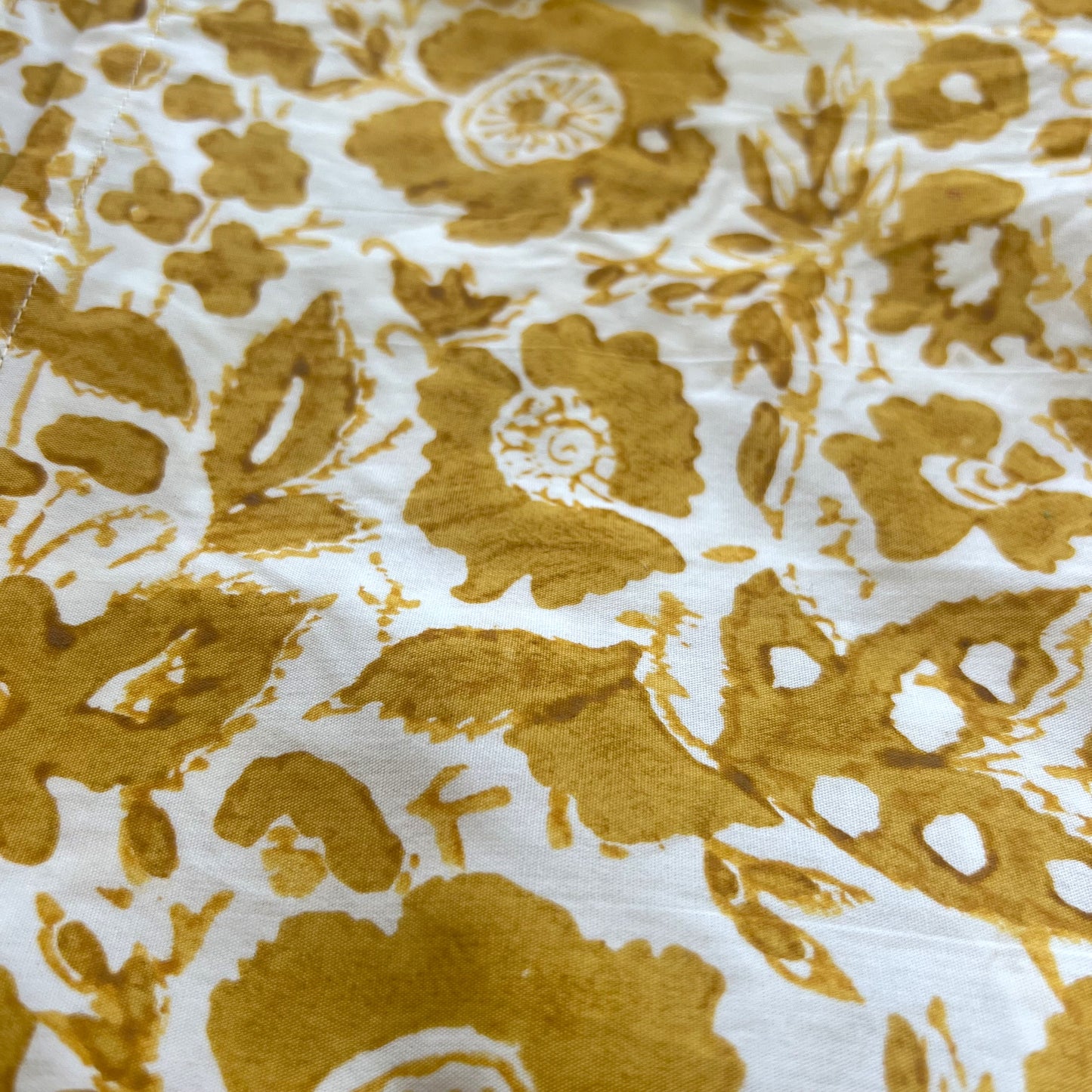 4 x block print vintage cotton napkin mustard & white
