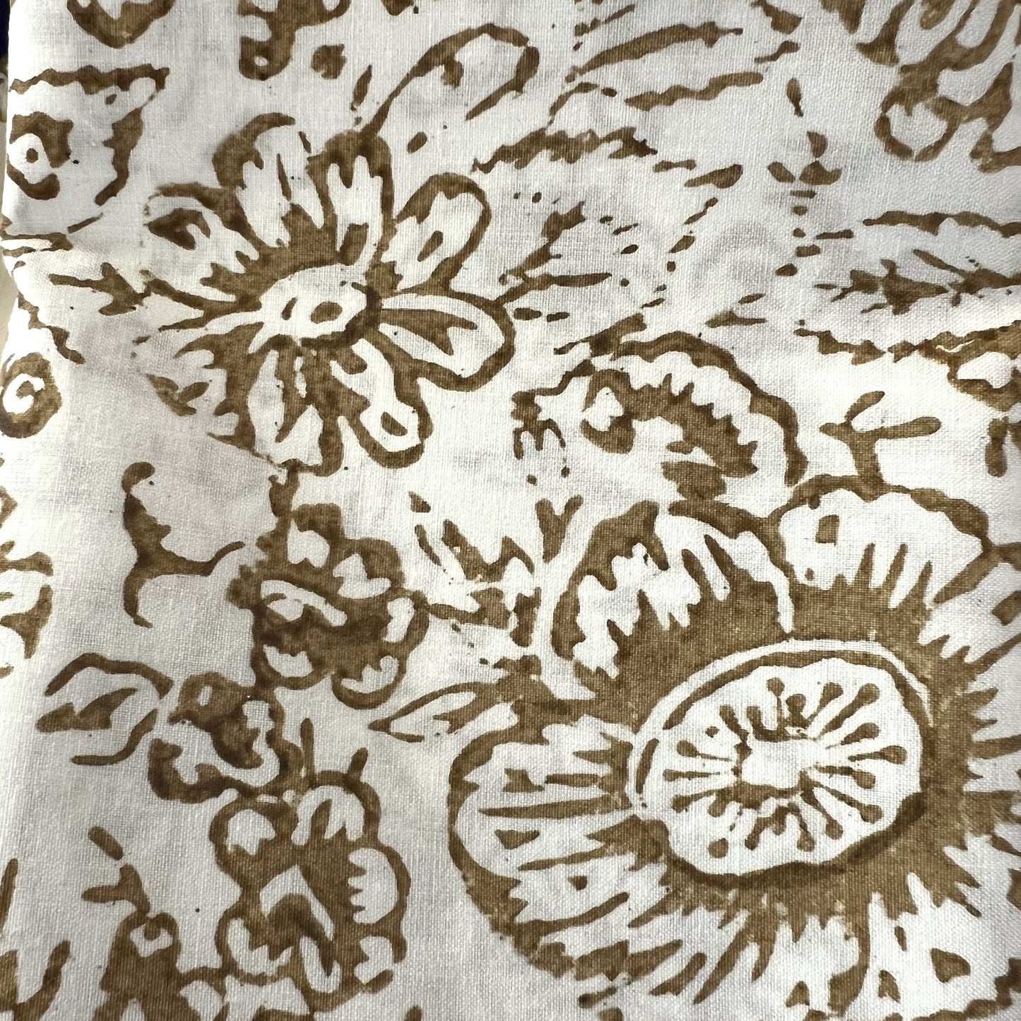 4 x open floral block print cotton napkin bronze and white