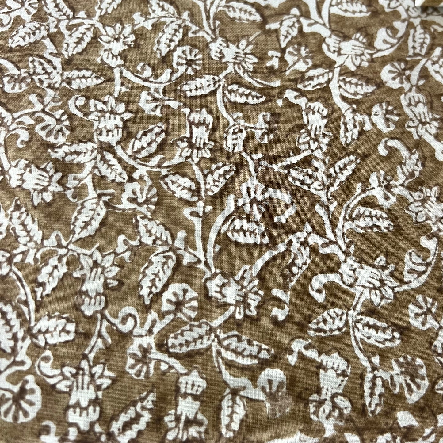 paisley block print cotton tablecloth bronze and white