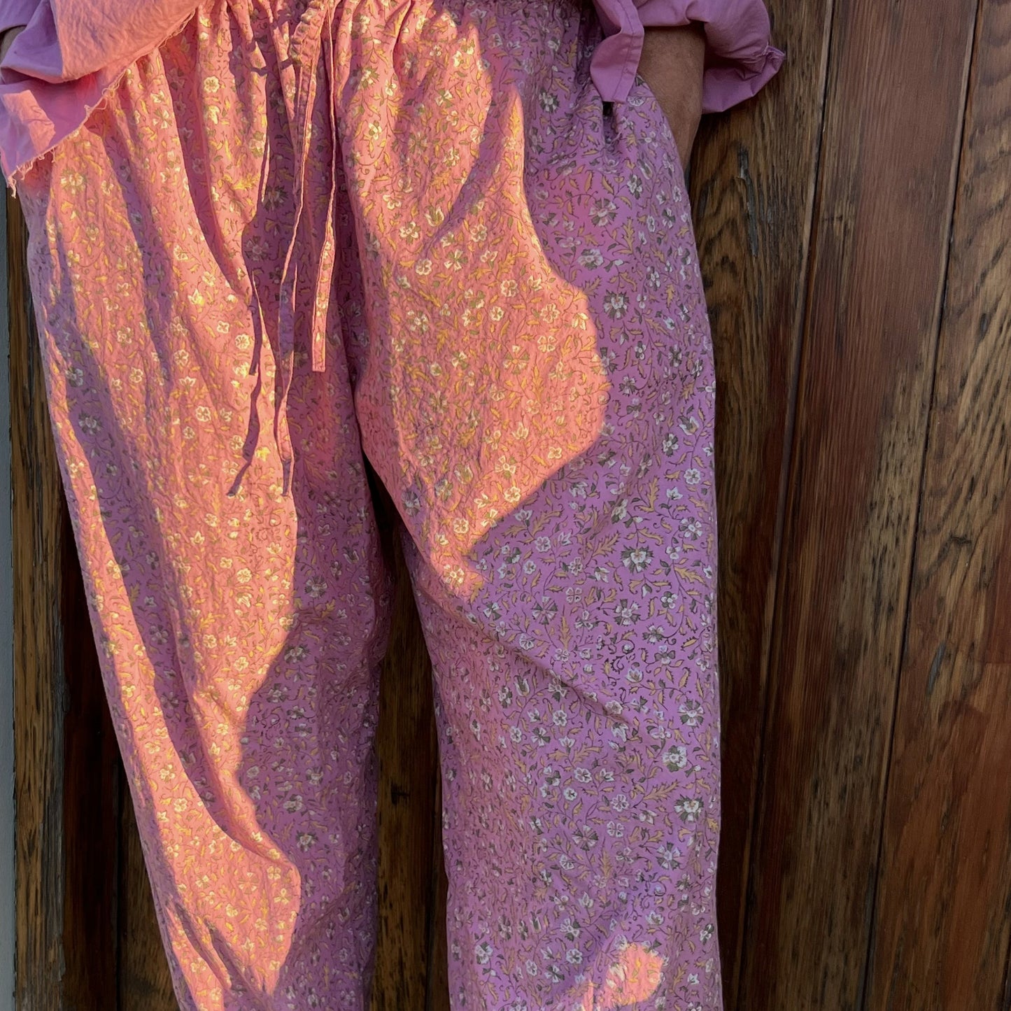 block print poplin cotton pants - back order size s/m