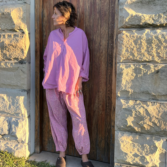 block print poplin cotton pants 14