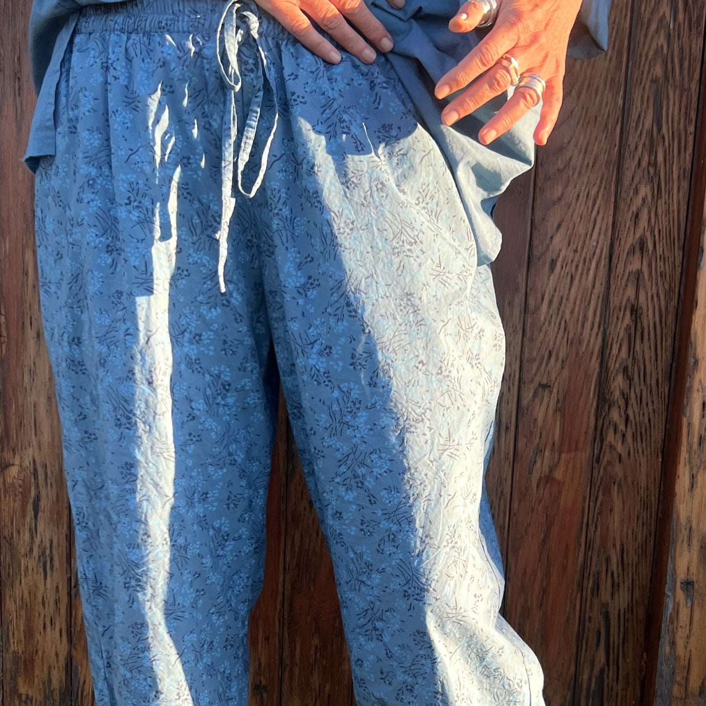 block print poplin cotton pants 13- (back order s/m for august)