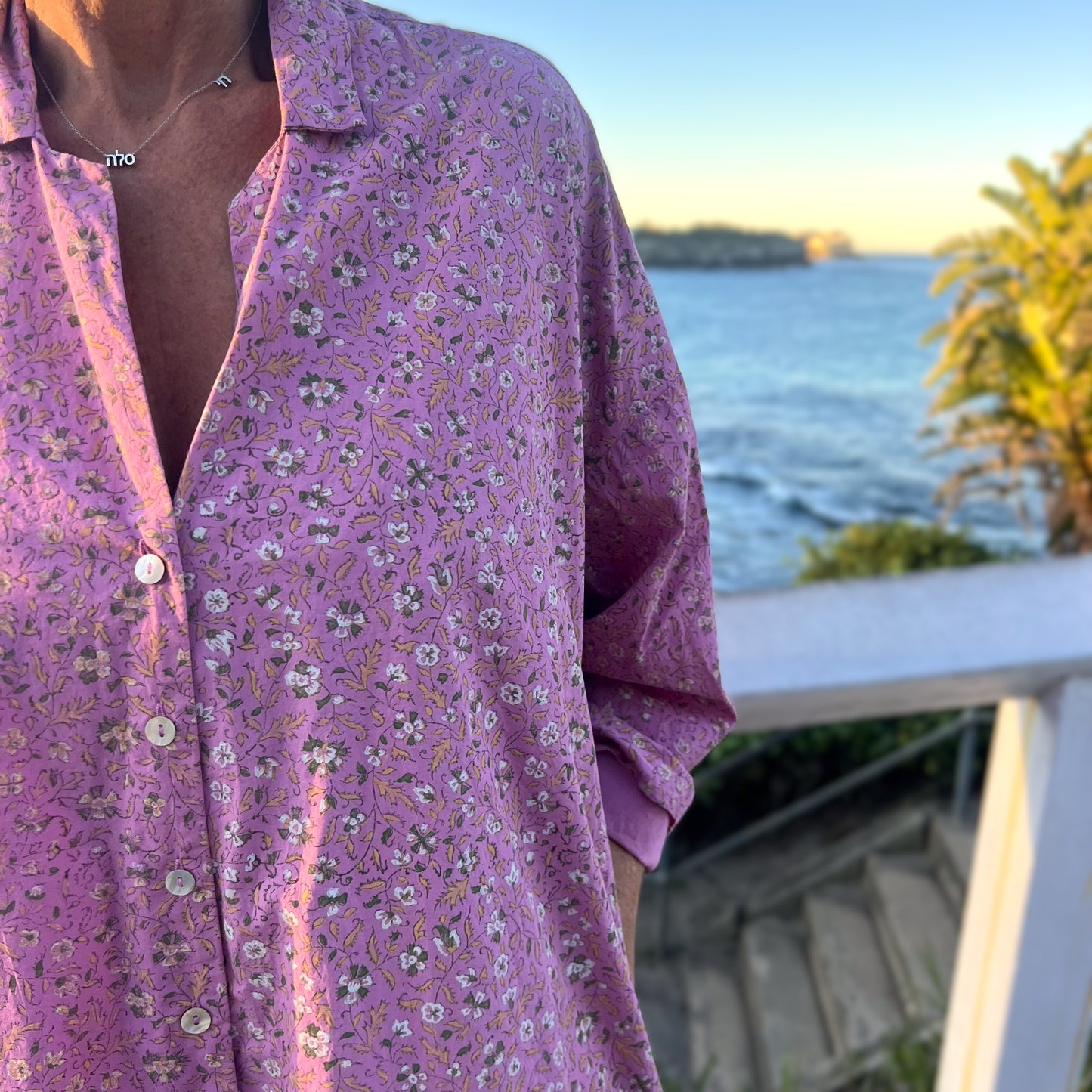 poplin block printed collar dress 151
