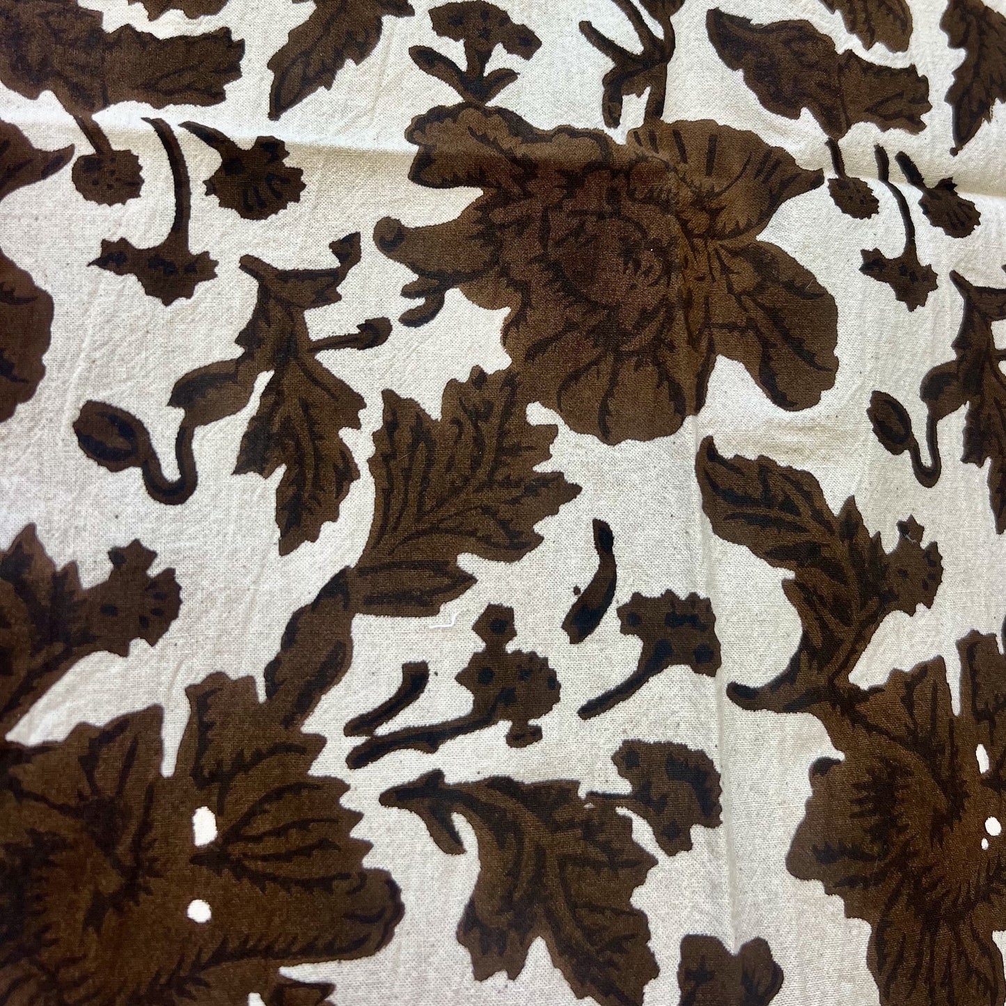 4 x block print wild rose cotton napkin chocolate & natural
