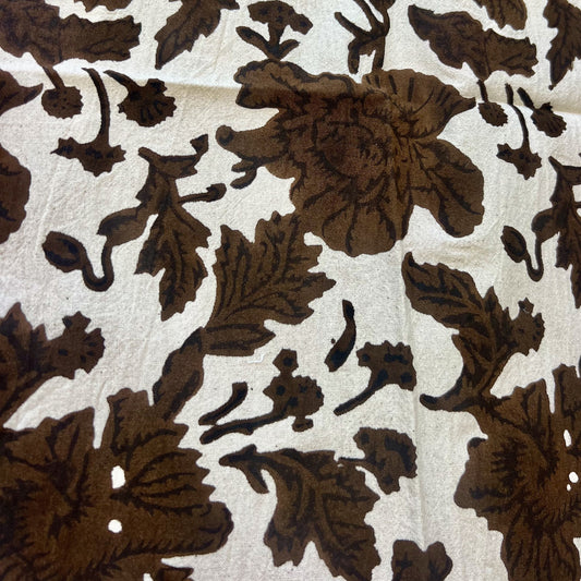 4 x block print wild rose cotton napkin chocolate & natural