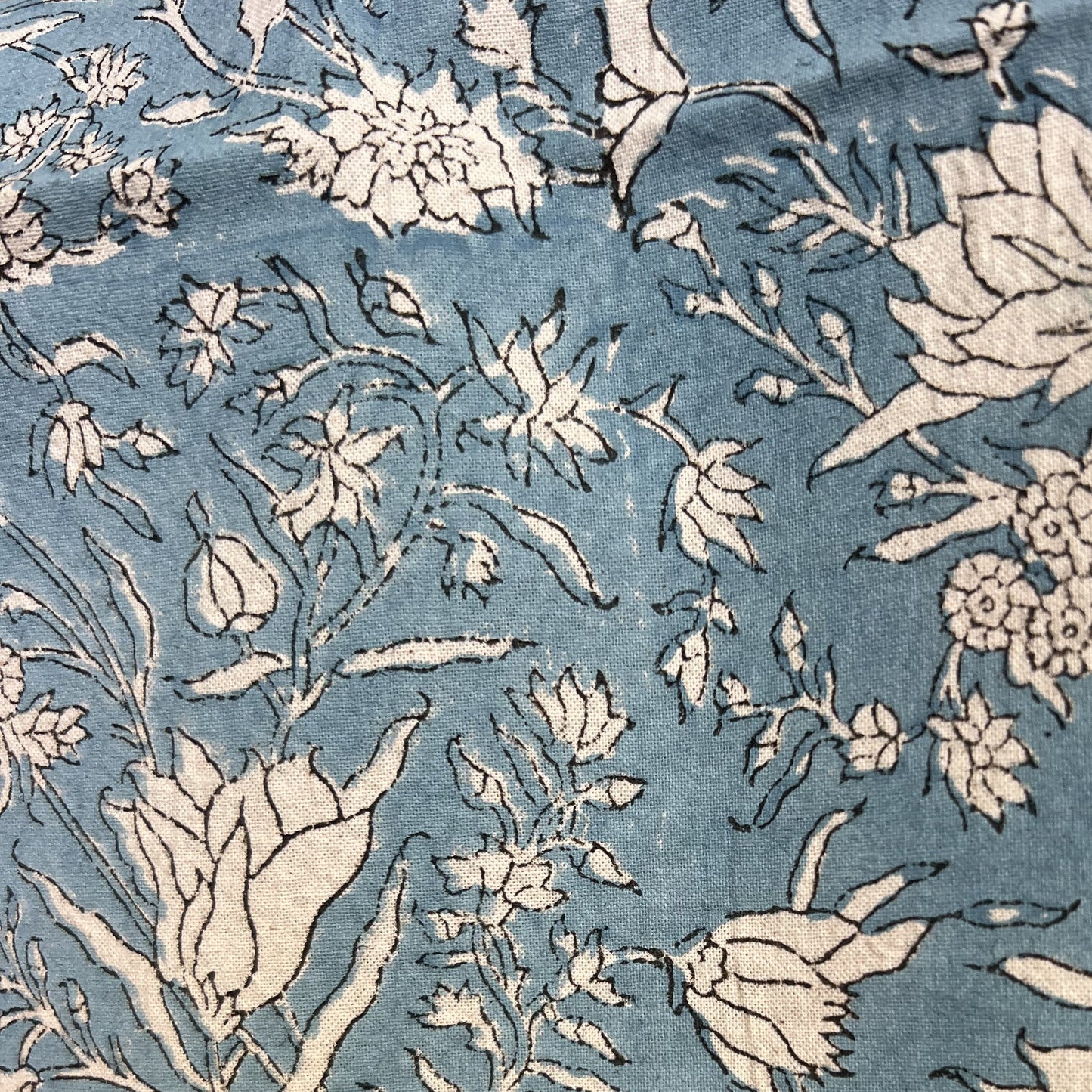 4 x block print wild iris cotton napkin blue & natural