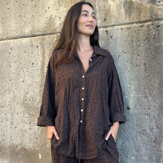 block print collar button down shirt 33