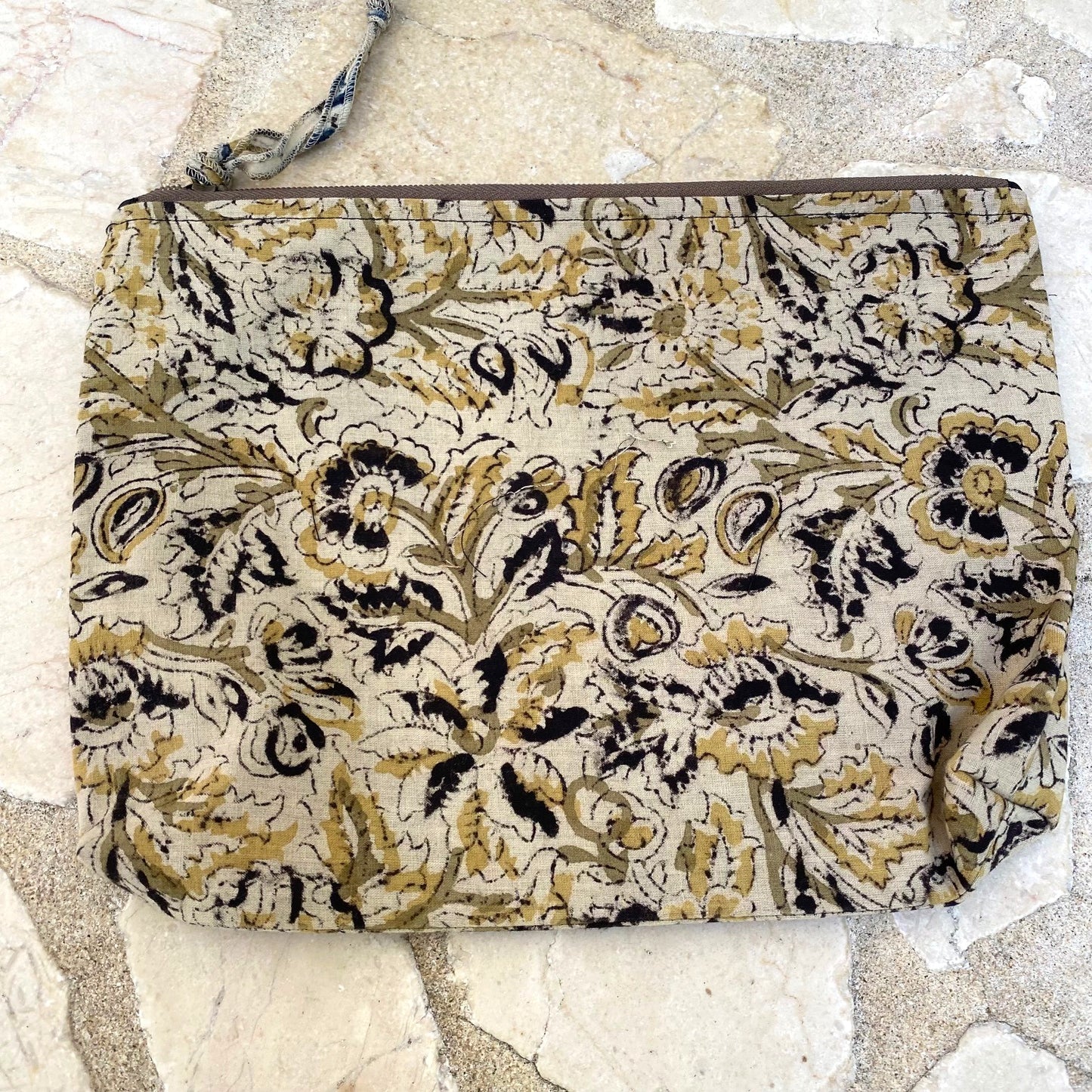 block print zipper pouch medium