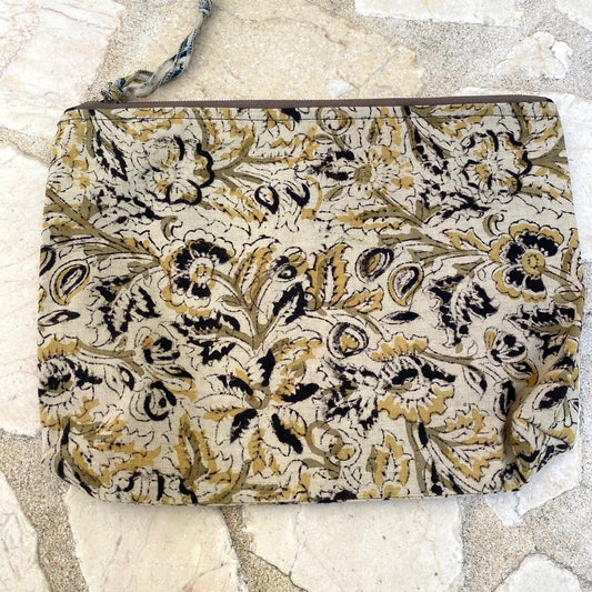block print zipper pouch medium