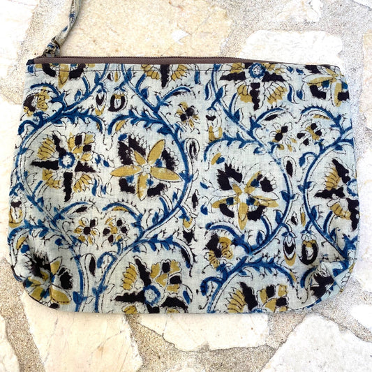 block print zipper pouch medium