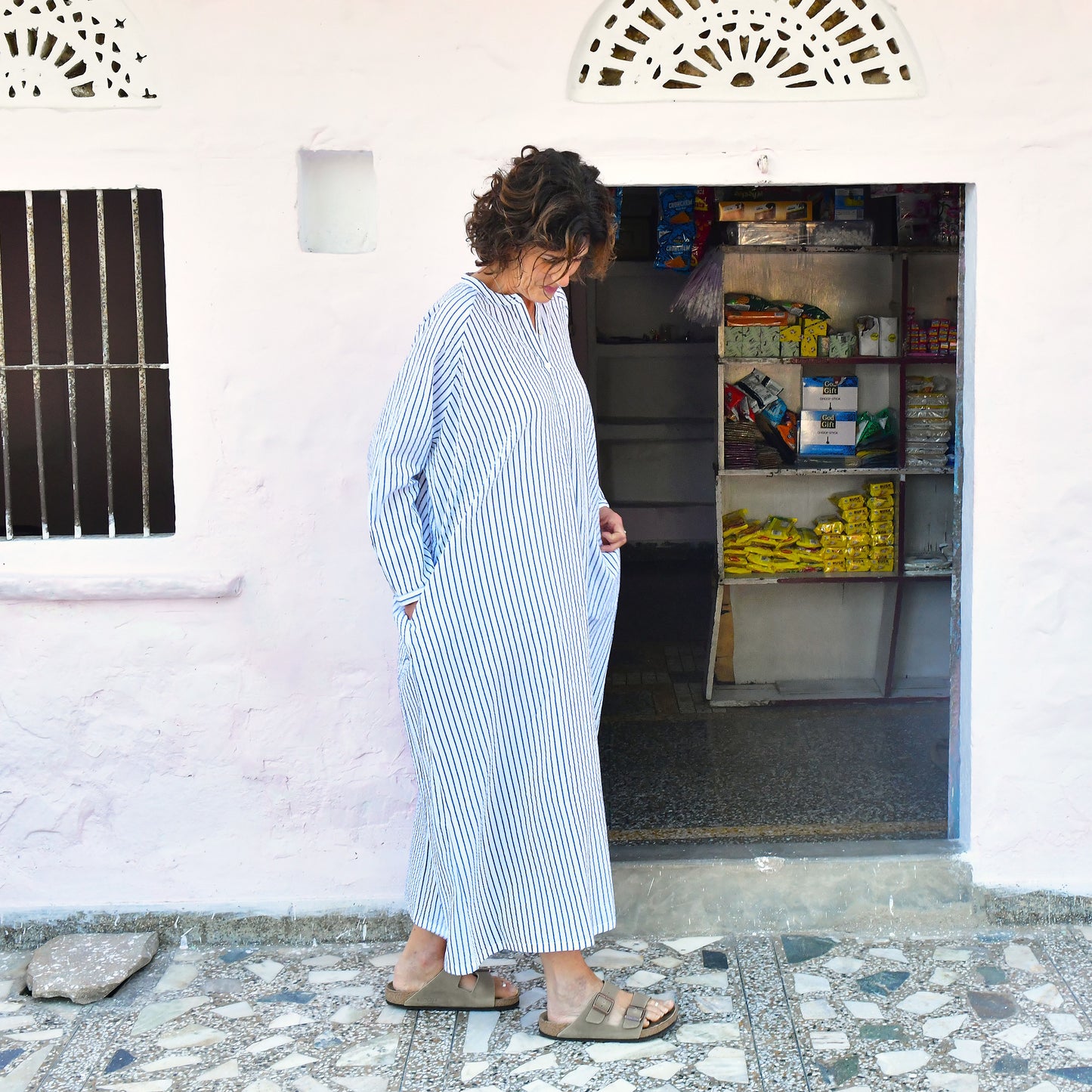 cotton seersucker a line dress 161