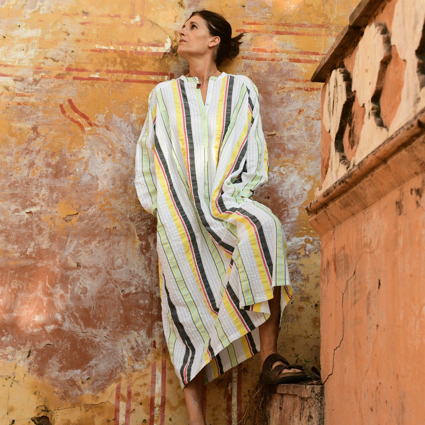cotton seersucker a line dress 1