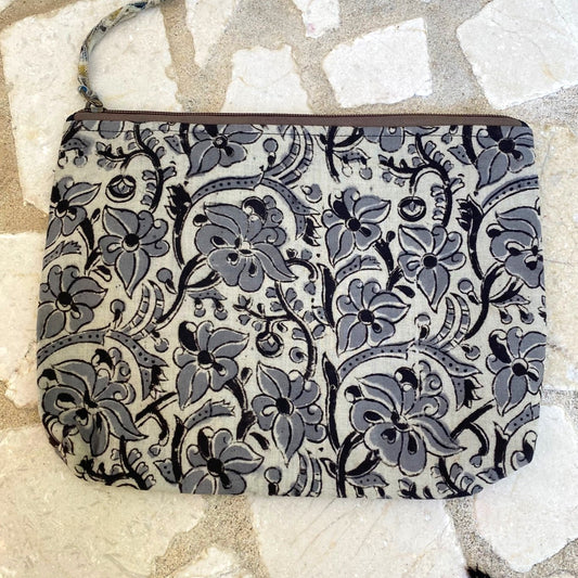 block print zipper pouch medium