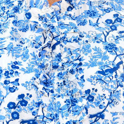 block print cotton kaftan with frill 163