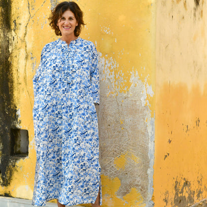 block print cotton kaftan with frill 163
