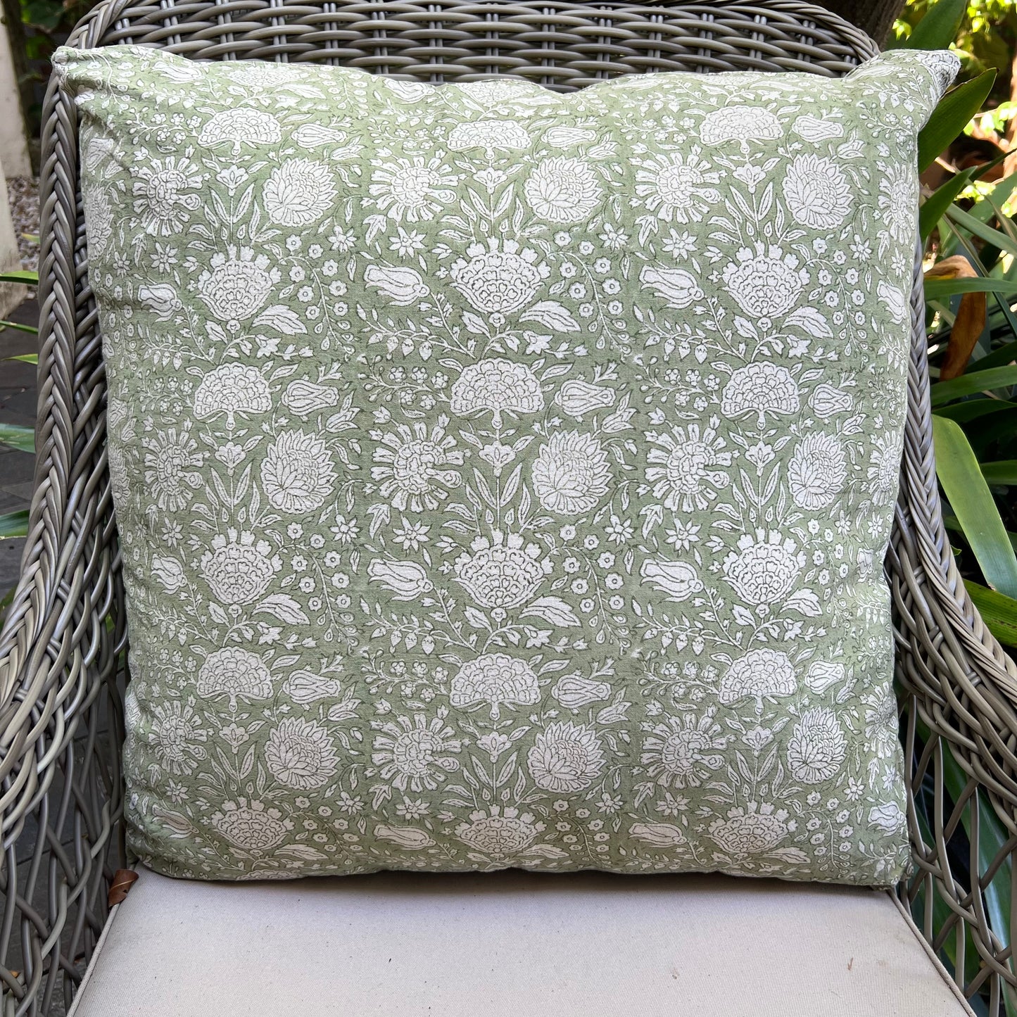 blockprint cotton pomegranate cushion cover 50 x 50