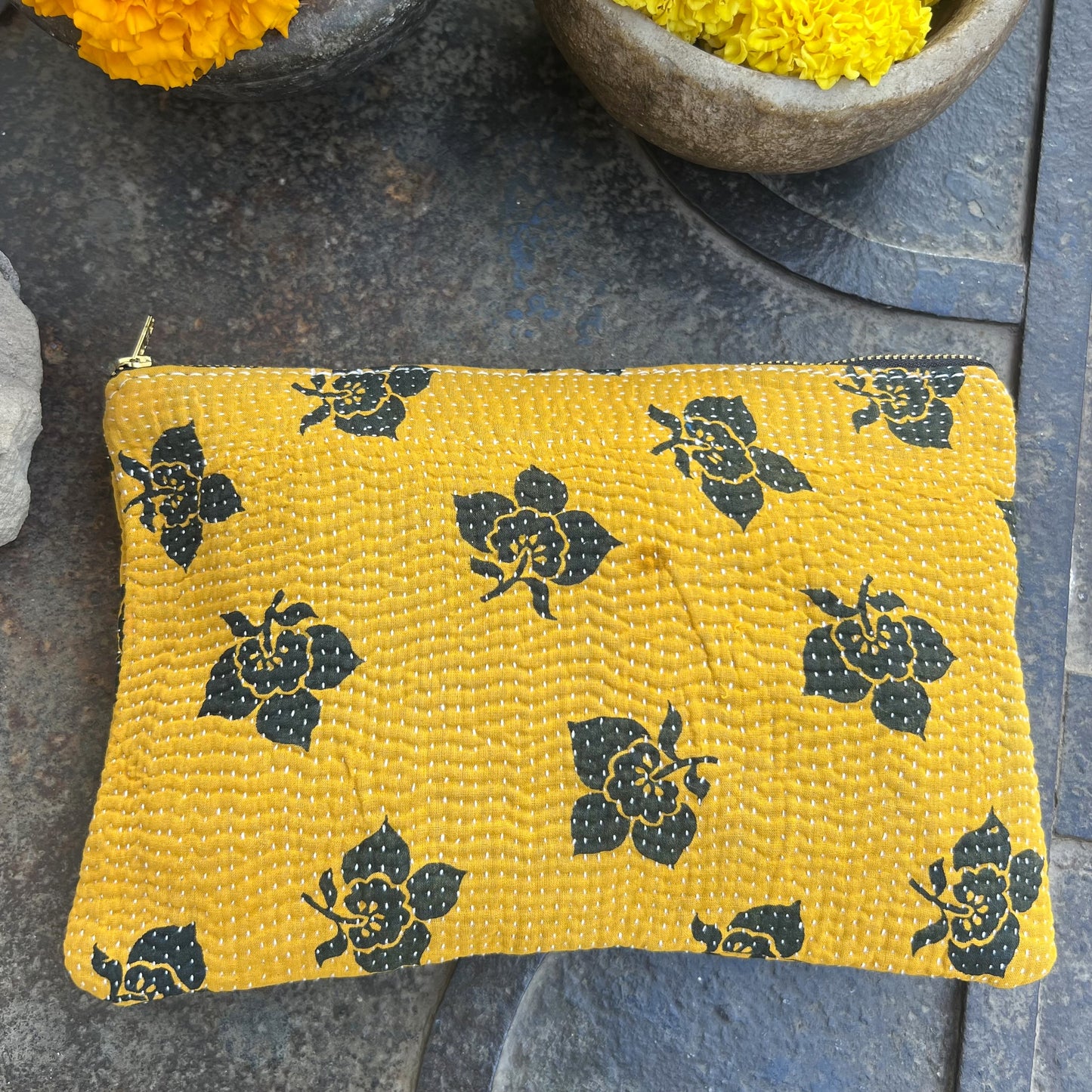 vintage kantha pouch