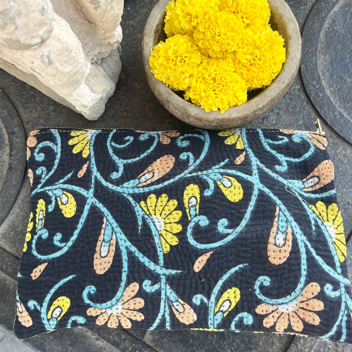 vintage kantha pouch