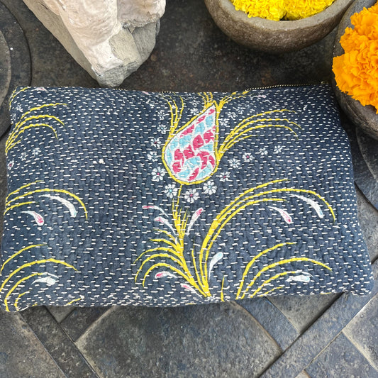 vintage kantha pouch