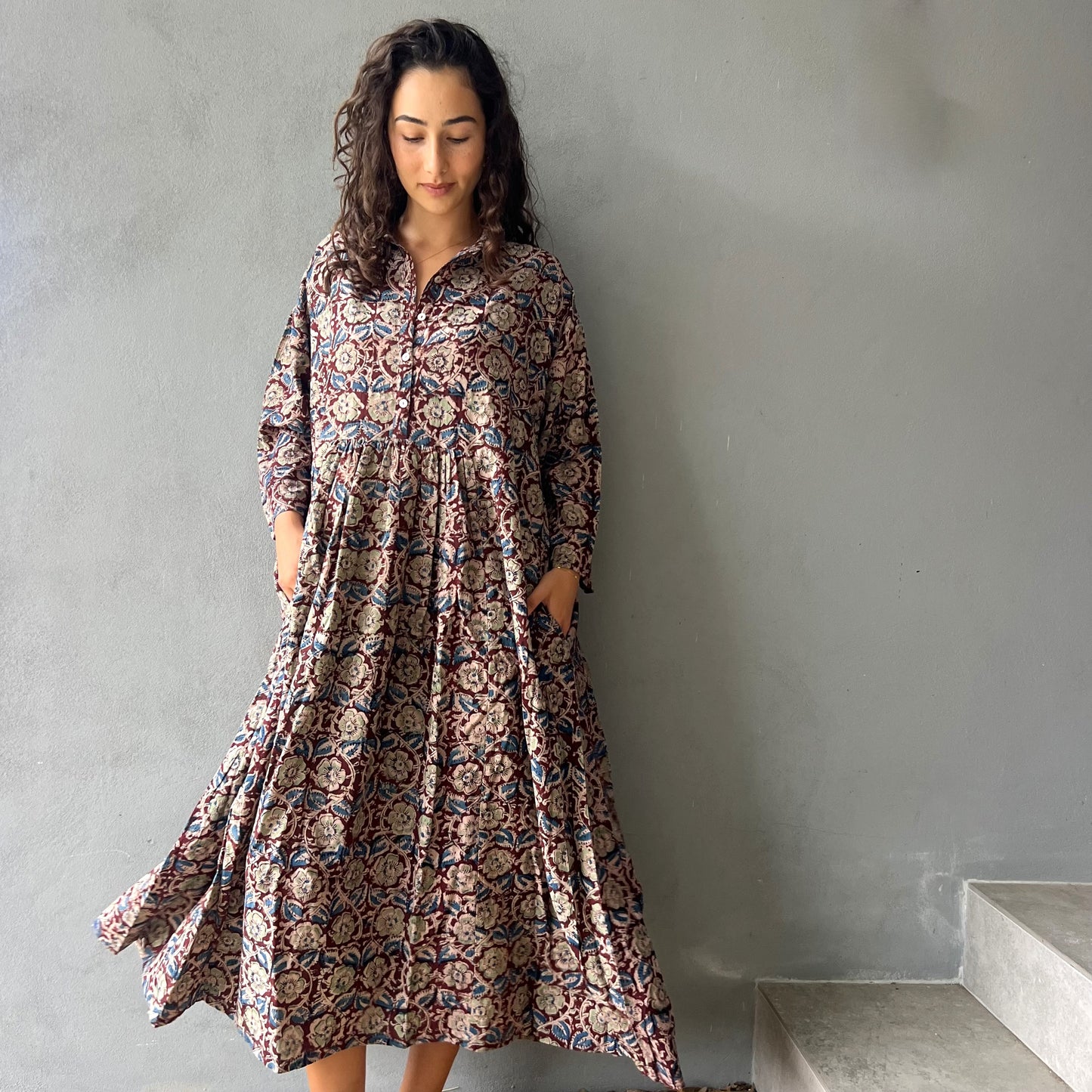 cotton collared  kalamkari dress 133