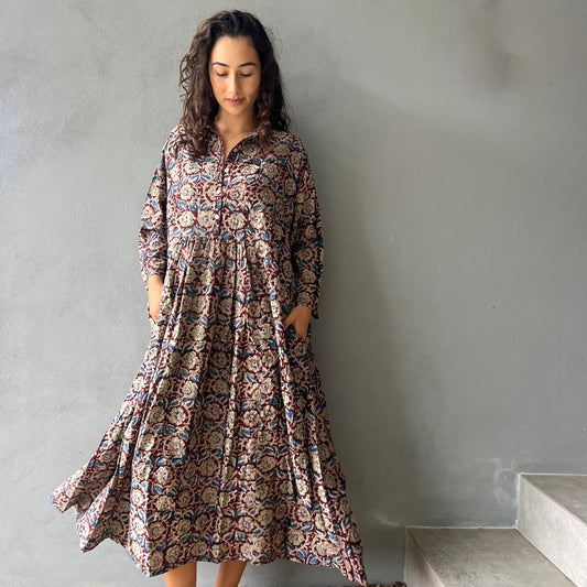 cotton collared  kalamkari dress 133