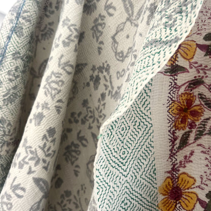 vintage printed kantha quilt