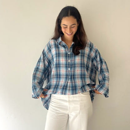 seersucker  collar cotton shirt 16