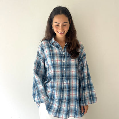seersucker  collar cotton shirt 16