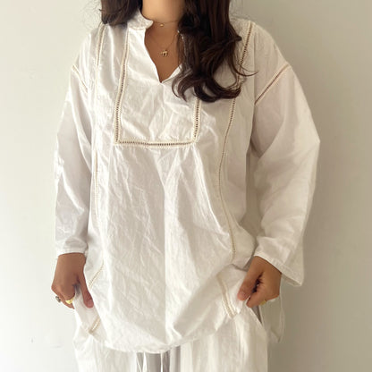 ladder lace tunic shirt white/natural