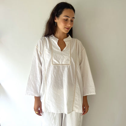 ladder lace tunic shirt white/natural