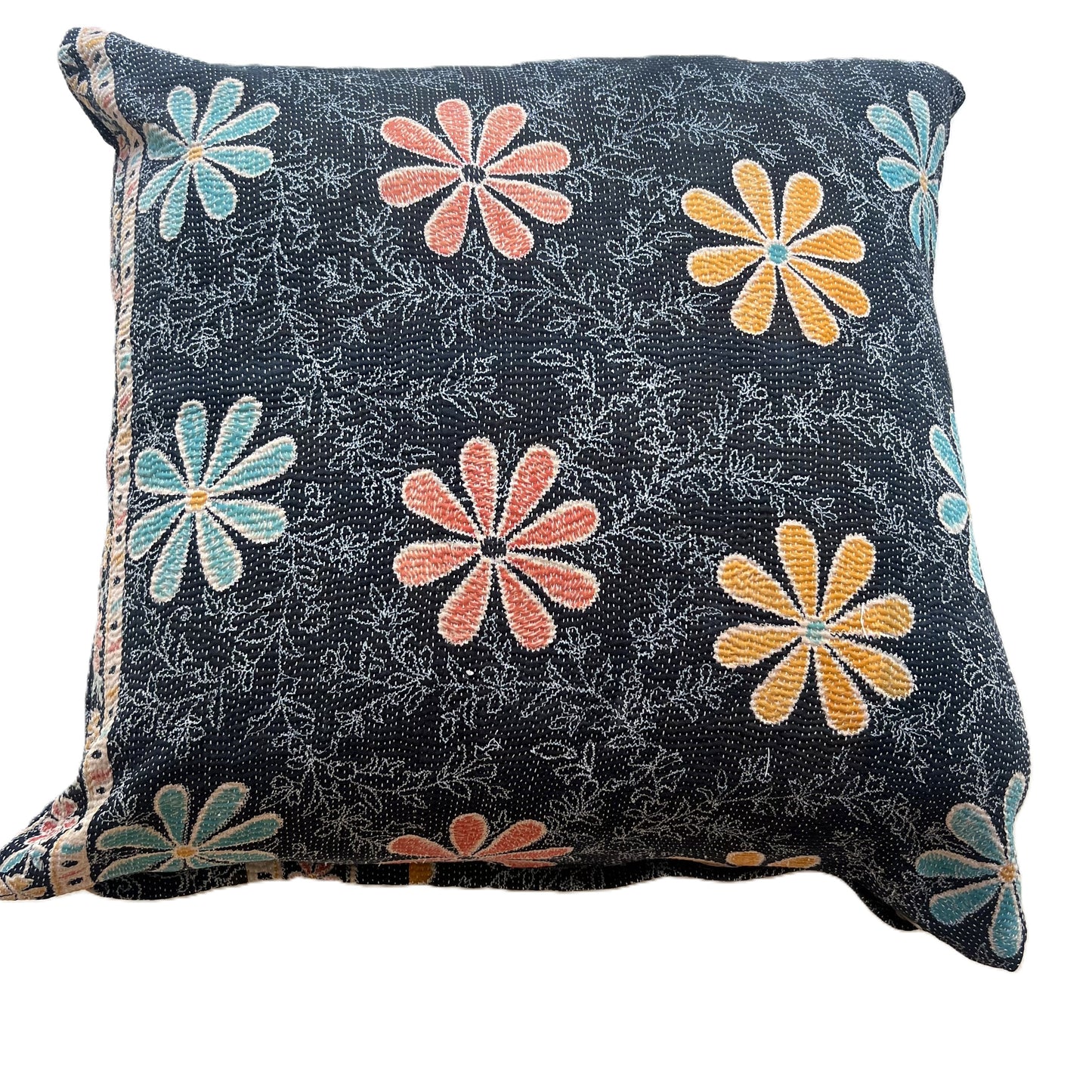 vintage kantha cushion