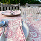 pomegranate block print cotton tablecloth pink & natural