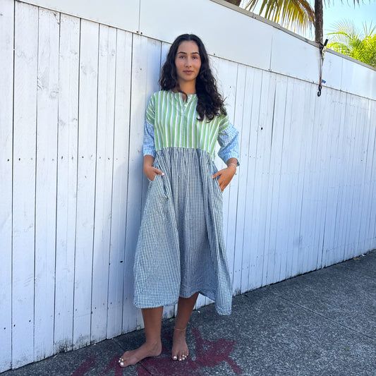 cotton multi check dress 180