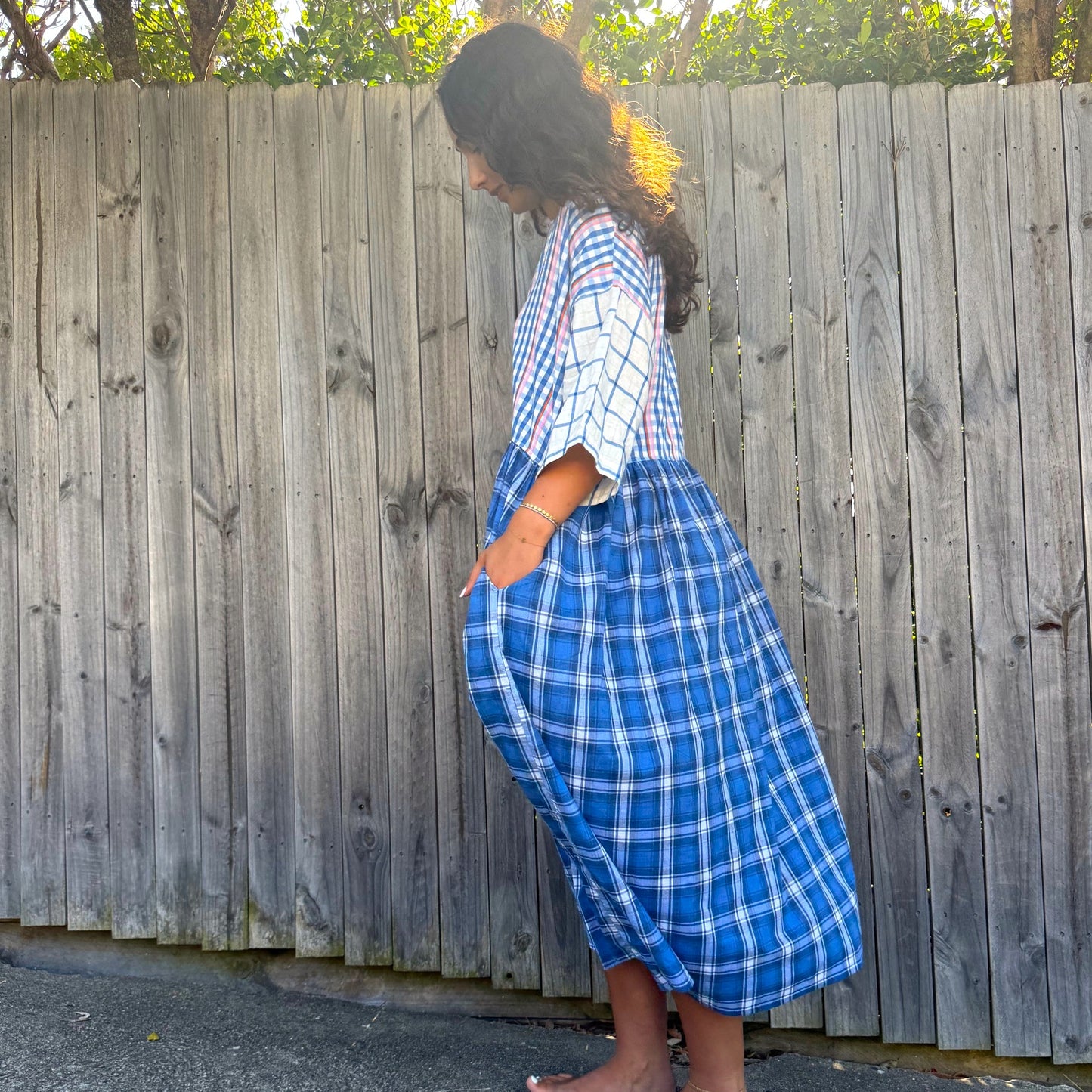 cotton multi check dress 179