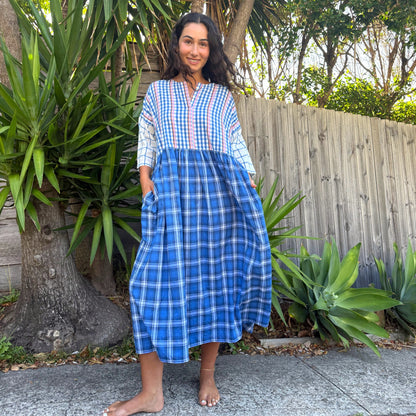 cotton multi check dress 179