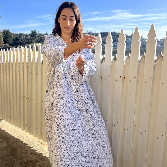 poplin block printed collar dress