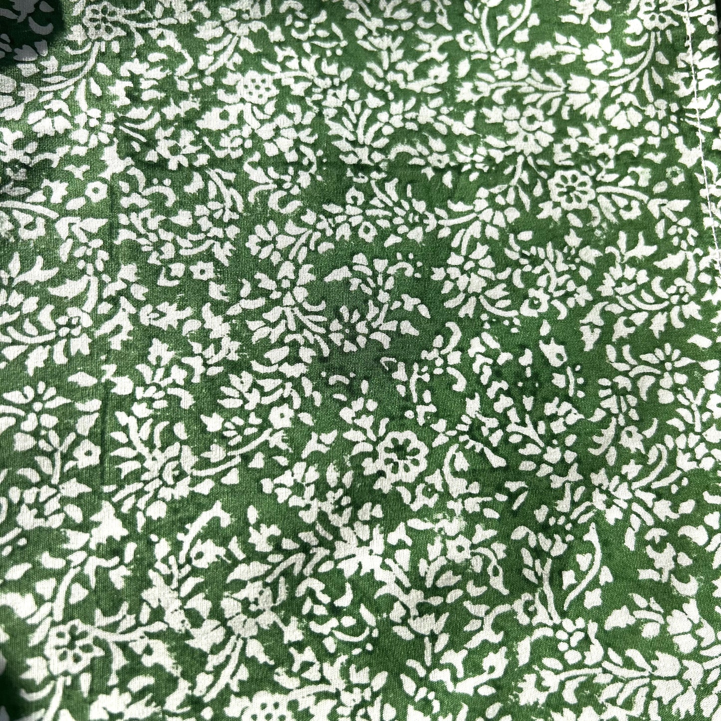 4 x block print vine cotton napkin green & white