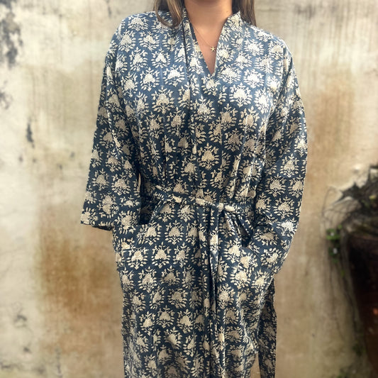 hand block printed robe