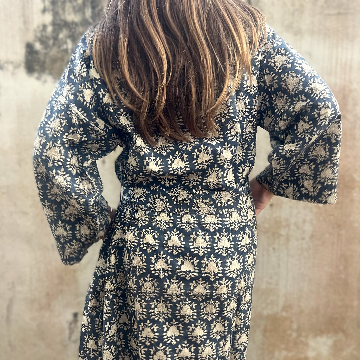 hand block printed robe