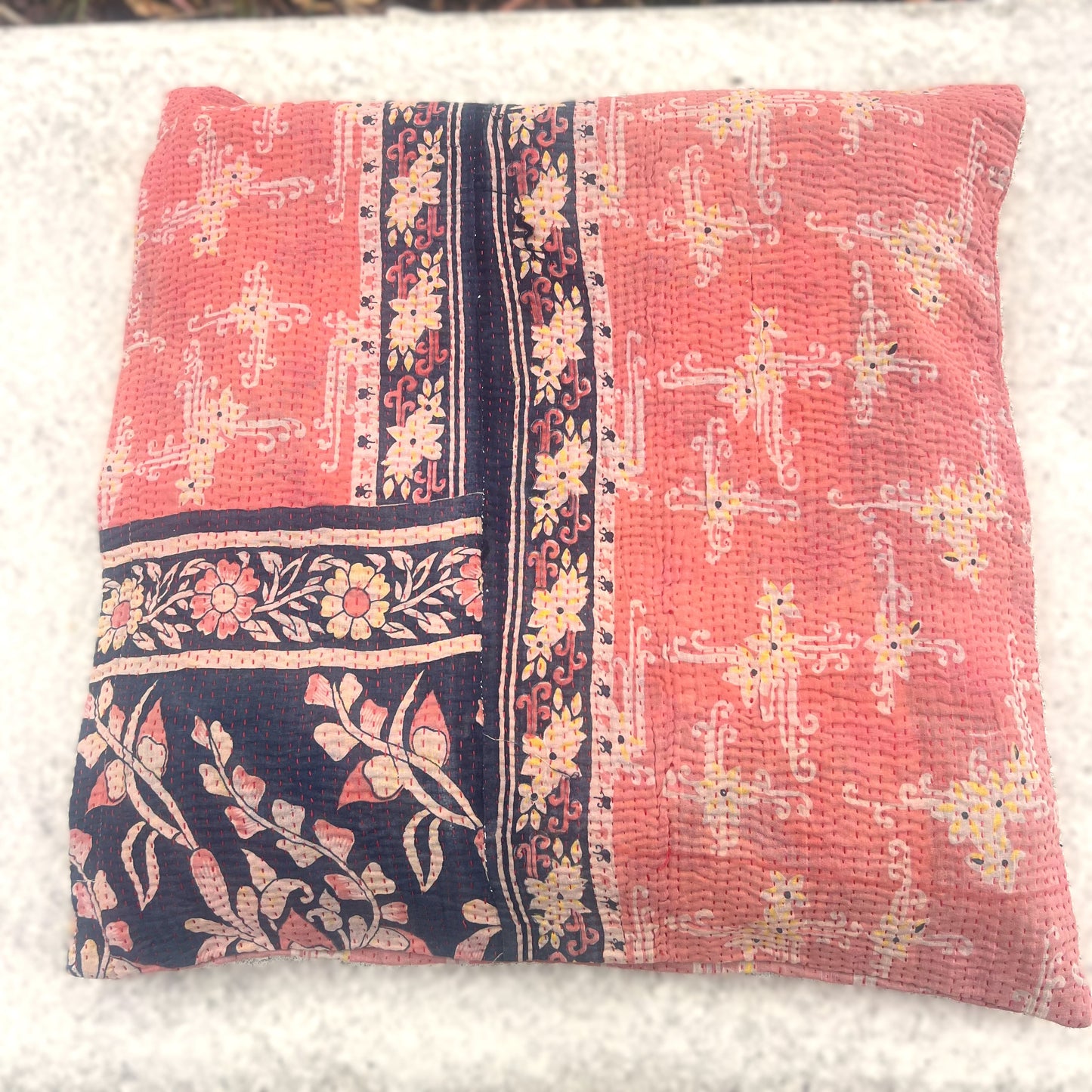 vintage kantha cushion